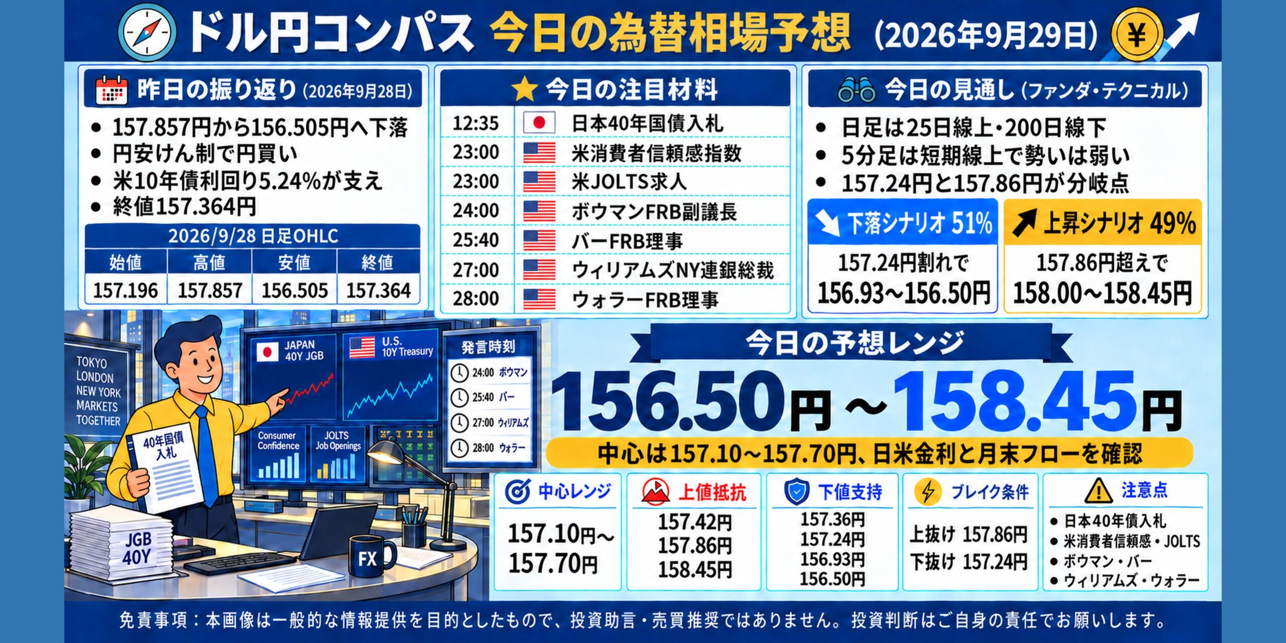 ドル円コンパス 2026年9月29日の為替相場予想