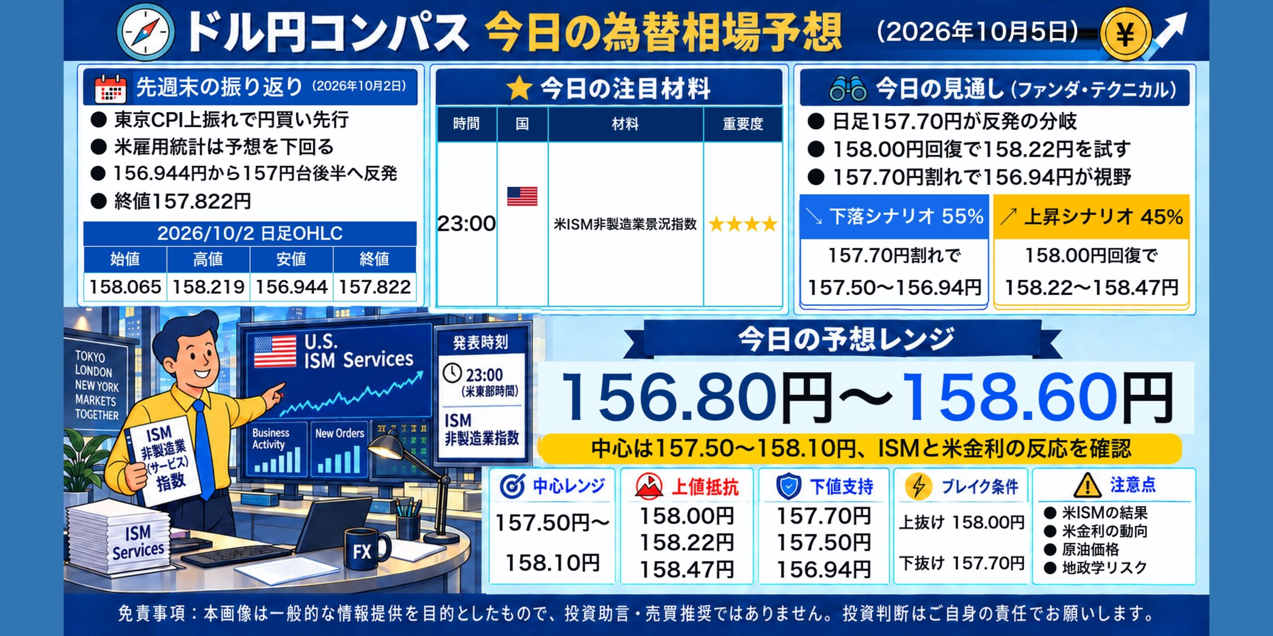ドル円コンパス 2026年10月5日の為替相場予想