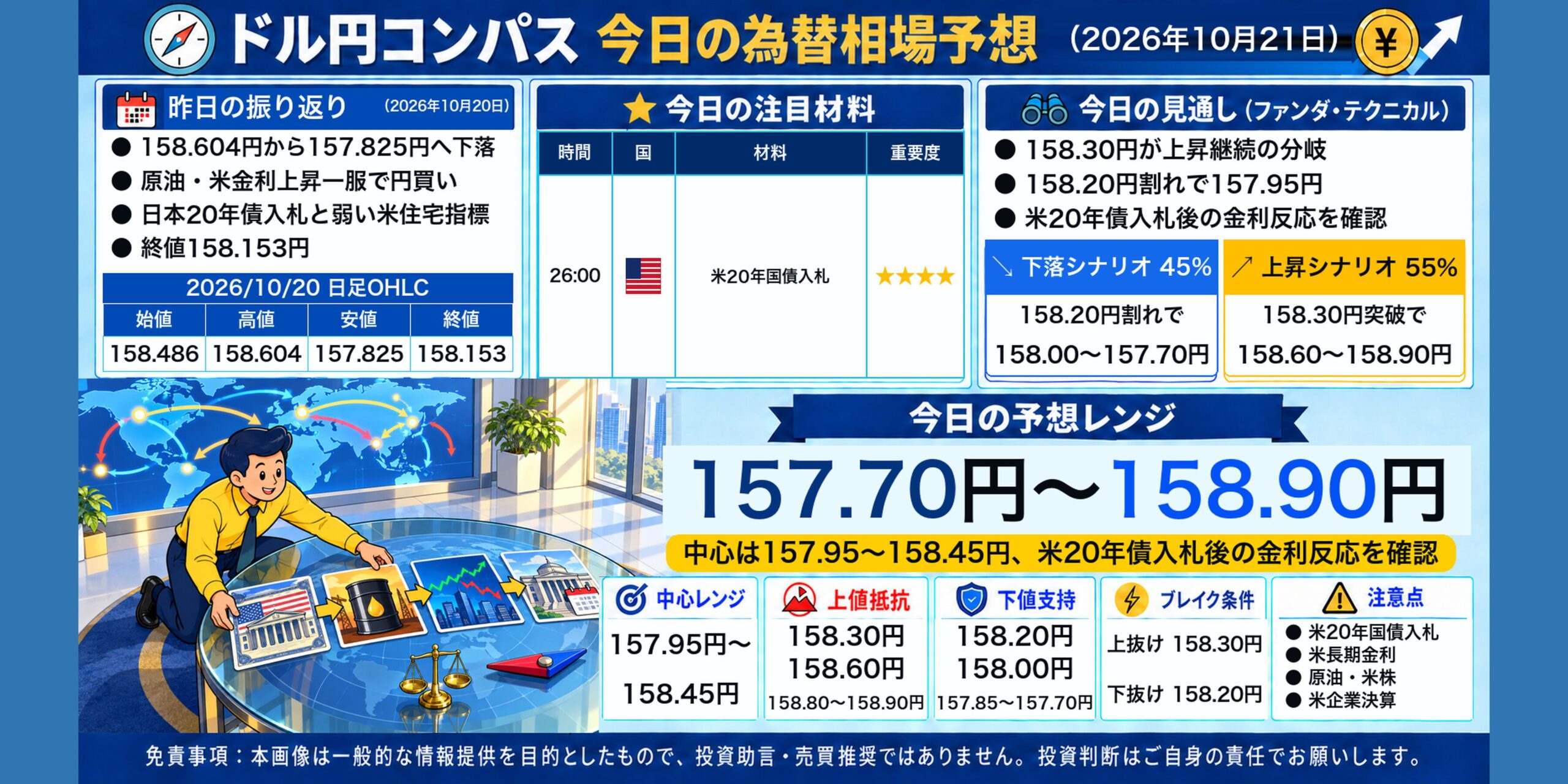 ドル円コンパス 2026年10月21日の為替相場予想