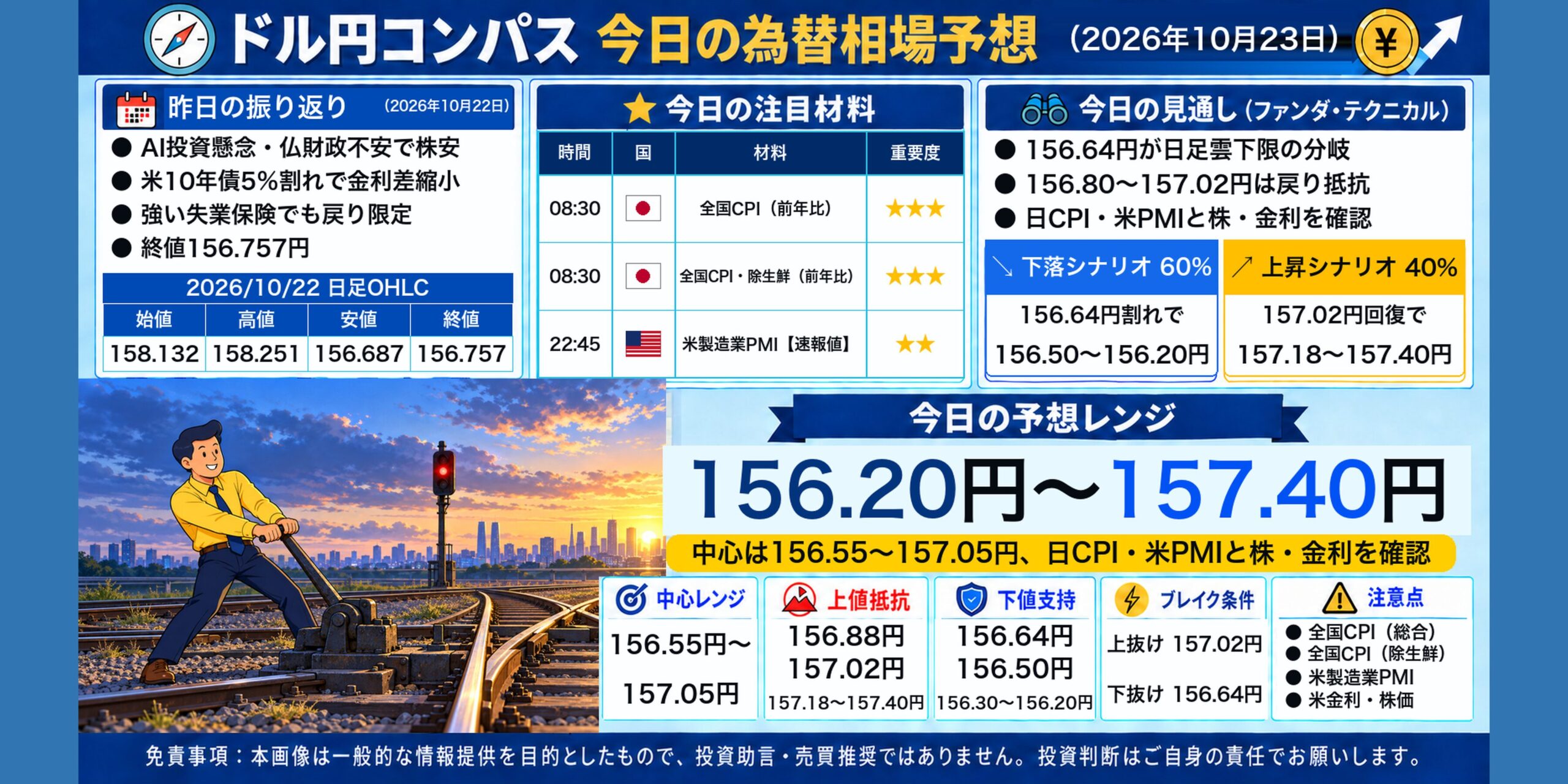 ドル円コンパス 2026年10月23日の為替相場予想
