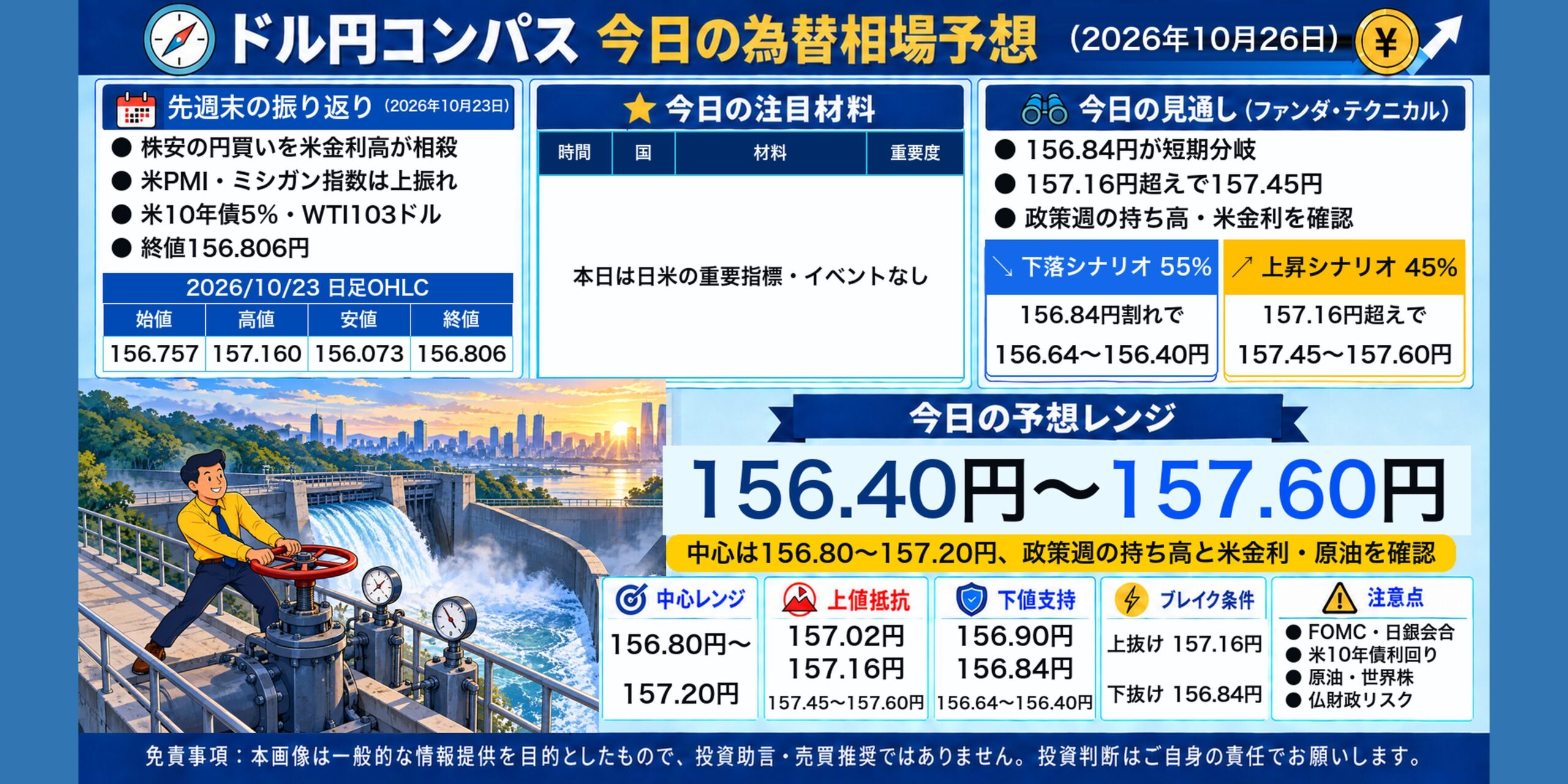 ドル円コンパス 2026年10月26日の為替相場予想