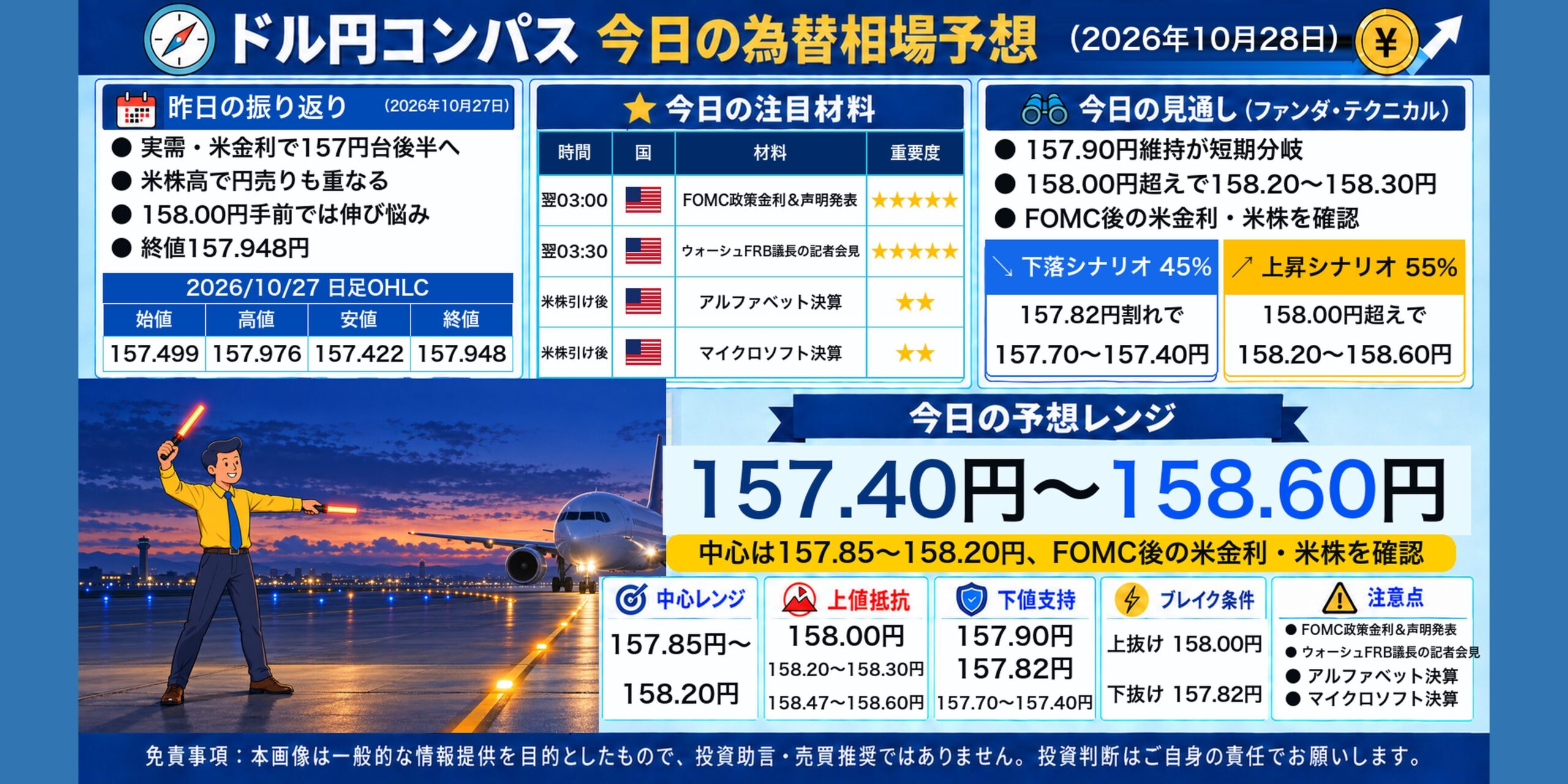 ドル円コンパス 2026年10月28日の為替相場予想