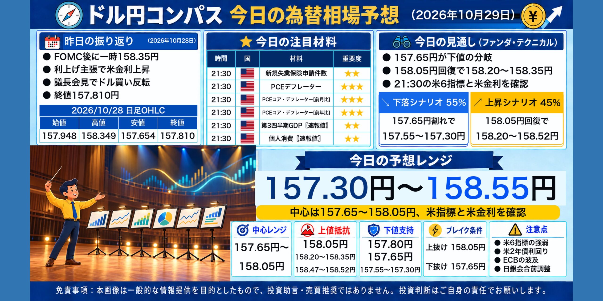 ドル円コンパス 2026年10月29日の為替相場予想